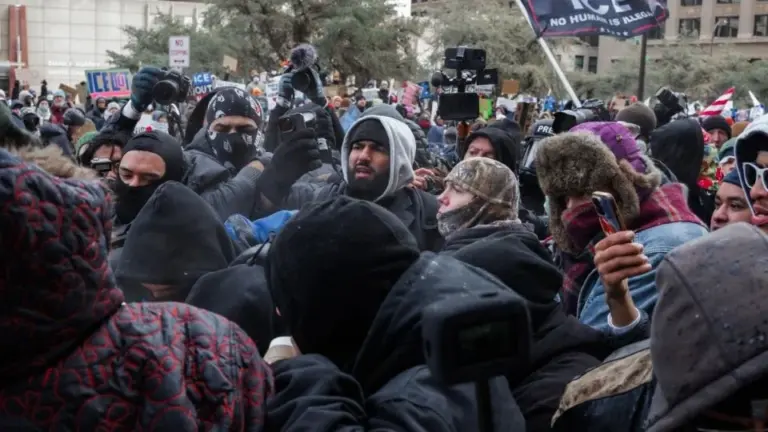Redadas de ICE en Minneapolis generan choques entre manifestantes a favor y en contra durante un operativo migratorio en la ciudad.