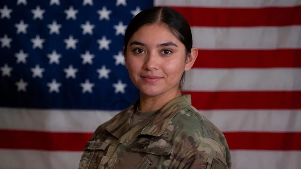 Soldado latina Isabella Gonzales durante su servicio en el Ejército de Estados Unidos antes de la misión en Jordania.